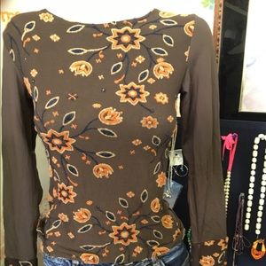 Kill size 1 brown and orange flowery long sleeve